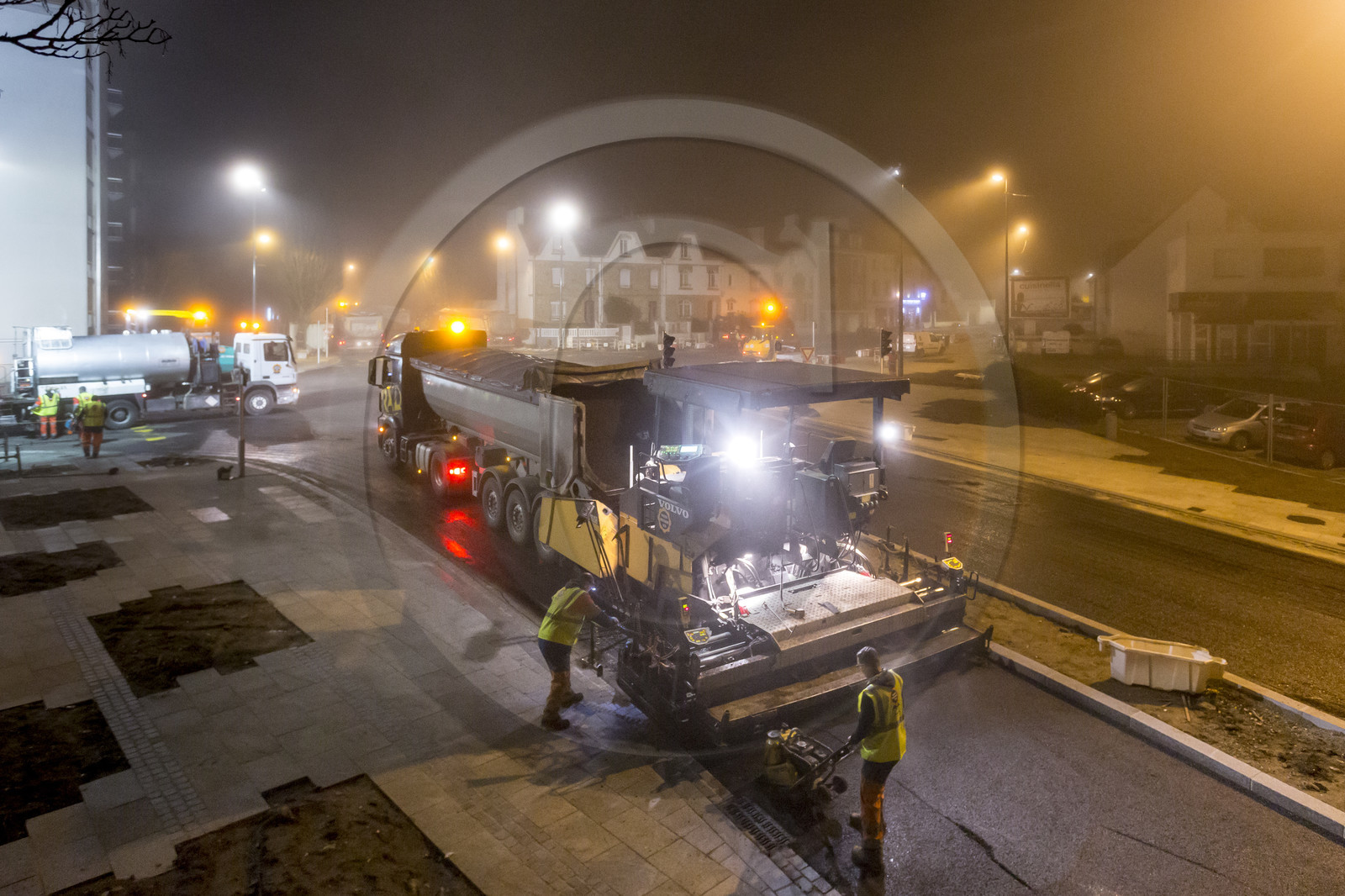 Triskell, chantier de nuit au carrefour de Kerjulaude à Lorient